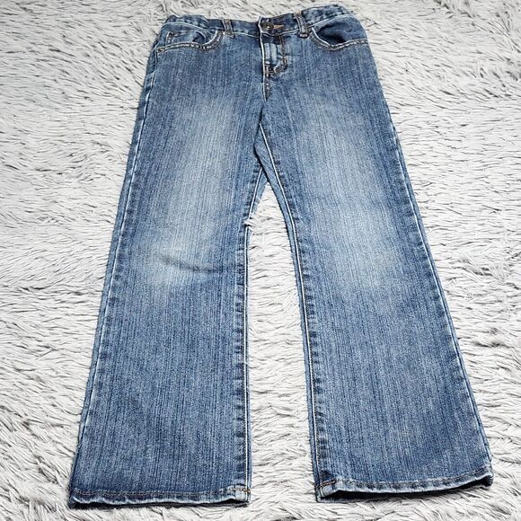 The Childrens Place Girls Blue Jeans Size 8 Bootcut Stretch Adj Waist 22X23 Kids - Picture 1 of 12